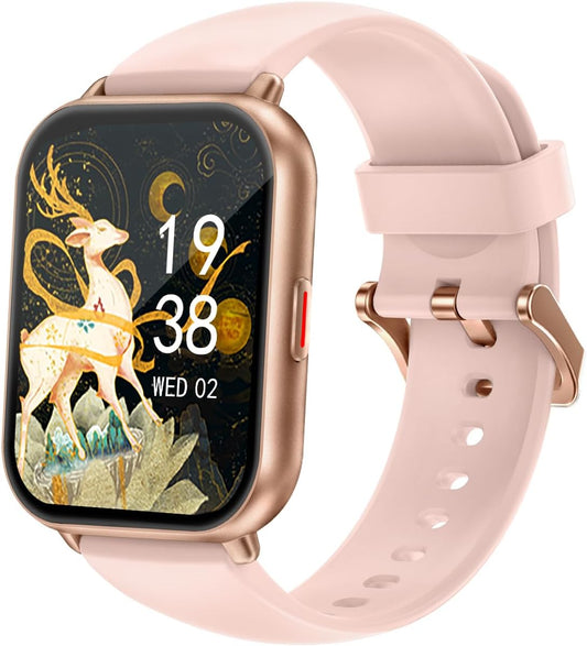 スマートウォッチ iPhone アンドロイド対応 通話機能付き Smart Watch 歩数計 腕時計 着信＆メッセージ通知 懐中電灯 天気予報 音楽制御 100+種類運動モード 文字盤 IP68防水 長持ちバッテリー ストップウォッチ 目覚まし時計 長座注意 スマホ探す 日本語説明書 交換バンド付属